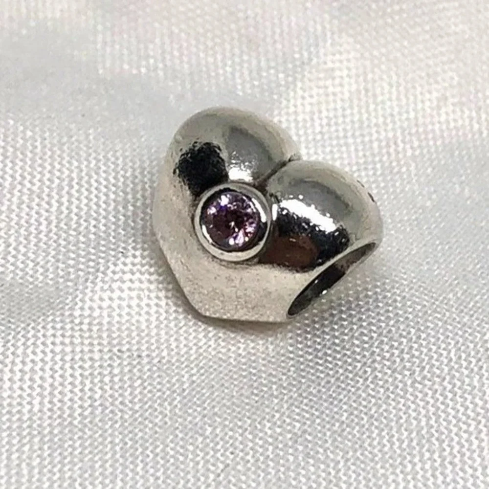 Pandora Sterling Silver Pink Cubic Zirconia Heart Charm 790134PCZ